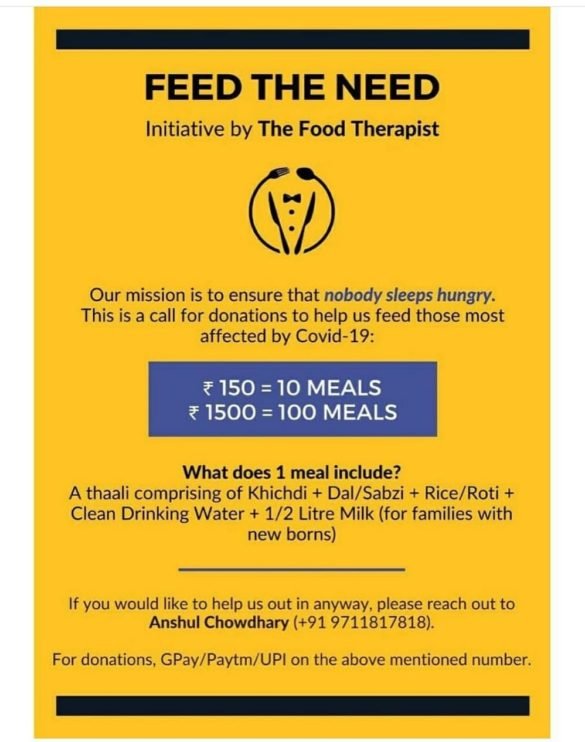 FEED THE NEED inititaive by The Food Therapist