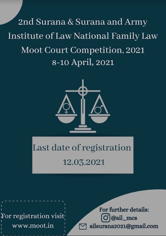 2nd SURANA & SURANA and AIL NATIONAL FAMILY LAW MOOT COURT COMPETITION Poster