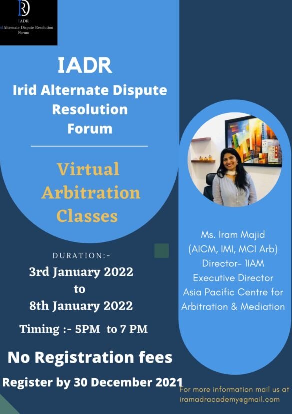 Virtual Arbitration Classes By Irid Alternate Dispute Resolution Forum 
