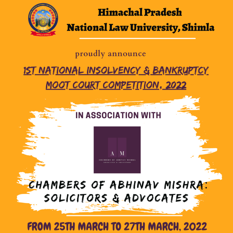 HPNLU National Insolvency and Bankruptcy Moot Court Competition pre-invite poster